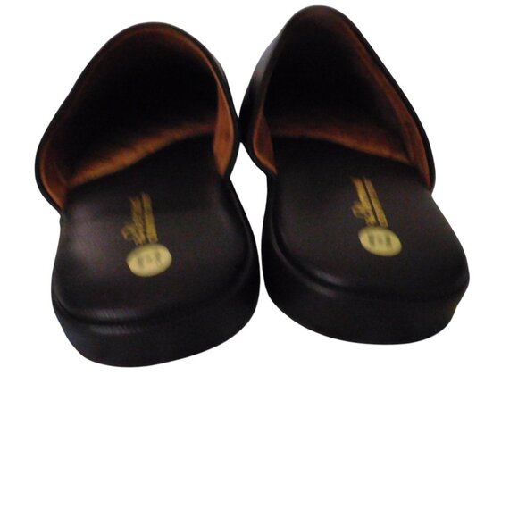 Mens Leather Slip On Slippers soft Sole House Shoes Brown Scuffs Sz 13 Wide - Picture 5 of 6